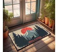 Felpudo de entrada para interiores y exteriores, con texto en inglés "Welcome To The Mystical Forest Under The Blood Moon", tapete de bienvenida para puerta delantera, tapete de bienvenida para