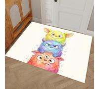 Felpudo De Entrada Pequeños Monstruos Coloridos, Alfombra Atrapapolvo, Antideslizante, Microfibra Suave Felpudo Estilo Acuarela De Dibujos Animados, Tapete Entrada Para Puertas Y Pasillos 45 x 75 cm