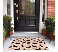 Felpudo De Entrada Perro Salchicha Hueso Huella De Pata, Alfombra Atrapapolvo, Antideslizante, Suave Felpudo Lindo Animal De Dibujos Animados, Tapete Entrada Para Puertas Y Pasillos 90 x 150 cm
