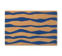 Felpudo de entrada TOWN & COUNTRY TERRA Ravine Abstract Mountain, de fibra de coco natural, antideslizante, de gran peso, azul, 45 x 76 cm