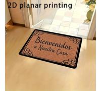 Felpudo de Estilo Español "Bienvenidos a Casa" con Diseño de Eslogan de Dos Líneas, Lavable a Máquina, Ideal para Entradas Exteriores, Cocinas y Más