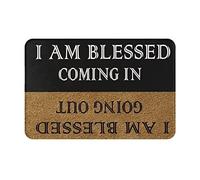 Felpudo de fibra de coco con texto en inglés "I Am Blessed Coming In Going Out", para entrada delantera, 24x36in / 60 x 90 cm