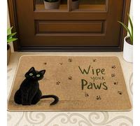 Felpudo de gato, limpia tus patas para interiores y exteriores, decoración de temporada, goma antideslizante, impermeable, absorbe el polvo, fácil de limpiar, 29 x 17 pulgadas