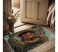 Felpudo de hadas de primavera, tapete colorido con alas para decoración de entrada interior y exterior, antideslizante, impermeable, absorbe el polvo, fácil de mantener, 73 x 43 cm