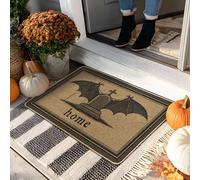 Felpudo de Halloween con diseño de murciélago, decoración de alas negras para entrada interior y exterior, estilo rústico, de goma, impermeable, antideslizante, control de polvo, fácil de limpiar, 73