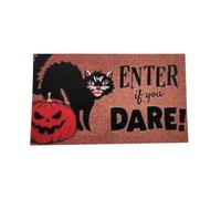 Felpudo de Halloween con texto en inglés "Enter if you Dare!", diseño moderno de casa de muñecas