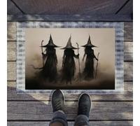 Felpudo de Halloween para exteriores, 12 x 18 pulgadas, diseño de Spoboooky de Halloween con texto en inglés "Welcome To Our Funny Home" (Bienvenido a nuestro divertido hogar), lindo felpudo para