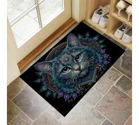 Felpudo De Mandala Gato - Felpudo Antideslizante De Estilo Bohemio Retro, Felpudos Suave - Antipolvo para Puertas De Interior - Resistente para Dormitorio, Cocina, Porche, 60 x 90 cm