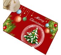 Felpudo de Navidad con bola de cristal, diseño de árbol de Navidad para interiores, alfombra festiva para entrada