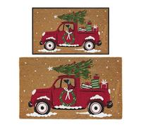 Felpudo de Navidad para puerta delantera, de terciopelo de cristal, felpudo de bienvenida de Navidad, tapete con patrón de coche de vacaciones, tapete decorativo para entrada, tapete lavable para