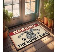 Felpudo de otoño al aire libre Advertencia: Enter At Your Own Bunny Risk, felpudo de bienvenida de invierno (50 x 80 cm)