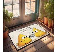 Felpudo de otoño al aire libre con texto en inglés "Cheesy Friends Share A Cup Of Nubira", tapete de bienvenida para el porche delantero (65 x 90 cm)