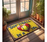 Felpudo de otoño al aire libre Softball: The Heart Of My Life, felpudo de bienvenida de invierno (40 x 60 cm)