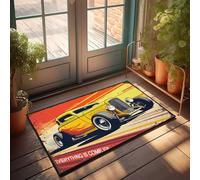 Felpudo de otoño vintage amarillo Hot Rod Speeding Through Sunset Skies Felpudo para puerta de invierno al aire libre otoño felpudo de bienvenida para Frontera (40 x 60 cm)