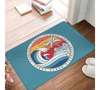 Felpudo de Playa 3D California Surfing Tapete Antideslizante de baño Felpuda de Cocina Puerta del Inodoro Entrada del Suelo Alfombra - 40x60cm
