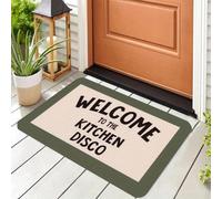 Felpudo de poliéster Lavable a máquina en 3D con Welcome to The Kitchen Disco - Esterilla Rectangular Antideslizante para baño, Dormitorio, etc.-40x60cm
