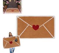 Felpudo de San Valentín for exteriores, alfombra de San Valentín, tapete for puerta de fibra de coco artificial con corazón de sobre, tapetes de bienvenida con corazón de amor rojo(A-31.5*47.24in)