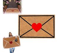 Felpudo de San Valentín for exteriores, alfombra de San Valentín, tapete for puerta de fibra de coco artificial con corazón de sobre, tapetes de bienvenida con corazón de amor rojo(B-19.69*31.5in)