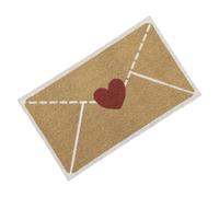 Felpudo de San Valentín - San Valentín rojo en forma de corazón envolvente felpudo de fibra de coco al aire libre, sobre alfombrilla antideslizante, alfombra de entrada para exterior interior puerta