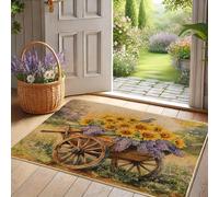 Felpudo de verano con diseño de girasoles, flores amarillas vibrantes para interiores y exteriores, decoración de jardín, goma impermeable, antideslizante, absorbe el polvo, fácil de limpiar, 73 x 43