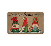 Felpudo Decorativo Navidad Alfombra Entrada de Gnomo Tomte Navidad Felpudo de Invierno Antideslizante y Lavable con Espalda Goma Alfombra Puerta de Copos Nieve Papá Noel, 28 x 17 Pulgadas