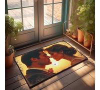 Felpudo decorativo para entrada delantera, puesta de sol, romance con texto en inglés "A Couple's Close Embrace Doormat Doormat Home Goods Country Decoration" (50 x 80 cm)