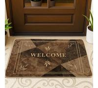 Felpudo decorativo para puerta de bienvenida, moderno, rústico, marco de hojas, sin goma marrón, antideslizante, para el hogar, interior, exterior, entrada, porche, decoración de 29 x 17 pulgadas