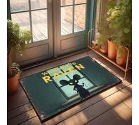 Felpudo divertido con texto en inglés "Welcome To Raven: A Spooky Mouse Adventure", tapete de bienvenida para puerta delantera, sótano (65 x 90 cm)