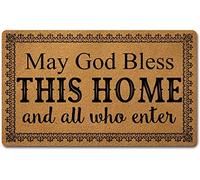 Felpudo divertido para interiores y exteriores, puede que Dios bendiga a este hogar y todos los que entran en el hogar, decoración de la vida, alfombras y felpudos, tela lavable, parte superior de 45