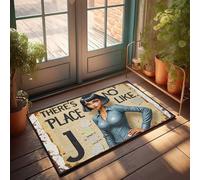 Felpudo divertido póster vintage: There 's No Place Like Home, felpudo de bienvenida para puerta delantera, sótano, decoración (50 x 80 cm)