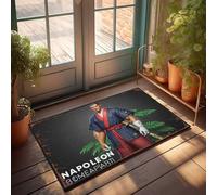 Felpudo divertido Samurai Napoleon: The Unlikely Warrior, felpudo de bienvenida para puerta delantera, sótano, decoración (65 x 90 cm)