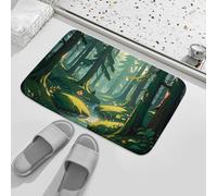 Felpudo Enchanted Wilderness On Dark Green Alfombra Exterior Durable Felpudos Entrada Antideslizante Alfombra Entrada para Jardín Dormitorio Cocina 40X60Cm