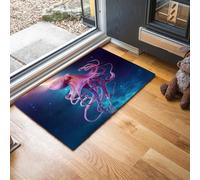 Felpudo Entrada 40X60Cm, Alfombra Entrada Casa Antideslizante Ilustraciones De Ciencia Ficción, Felpudo Absorbentes Lavable Pulpo Rosado Nadando En El Espacio, Alfombrilla Para Puerta Interior,Índigo