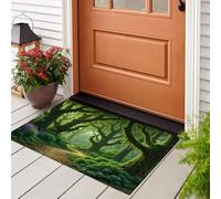 Felpudo Entrada 45 X 75 Cm, Alfombra Entrada Casa Antideslizante Paisaje Forestal Misterioso, Felpudo Absorbentes Lavable Senderos Cubiertos De Musgo, Alfombrilla Para Puerta Interior,Verde Oliva