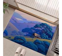 Felpudo Entrada 90 X 150 Cm, Alfombra Entrada Casa Antideslizante Paisaje Natural, Felpudo Absorbentes Lavable Bosque De Eucaliptos En Las Colinas, Alfombrilla Para Puerta Interior,Azul-Púrpura