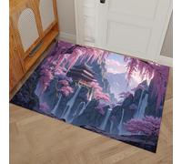 Felpudo Entrada Casa 40 x 60 cm, Cerezos En Flor Templos Antiguos Cascadas Alfombra Entrada Casa Suave Alfombras Paisaje Chino Retro Antideslizante Alfombra Pasillo Tapete Para Puerta Delantera