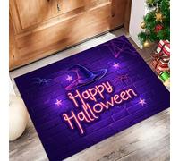 Felpudo Entrada Casa 40 X 60 Cm, Noche Halloweenalfombra Antideslizante Y Lavable En Lavadora, Alfombra Atrapapolvo Absorbentes para Perro, Entrada, Puerta, Pasillo Morado Oscuro Estilo Cibergótico