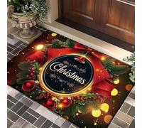Felpudo Entrada Casa 40x60 cm Bola De Navidad Roja Felpudo Exterior Antideslizante Lavable Felpudos para Pasillo Cocina Puerta Jardín Decoración Alfombrilla para Entrada