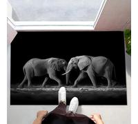 Felpudo Entrada Casa, 40x60cm Alfombra Entrada Elefantes Caminando Uno Al Lado Otro Antideslizante, Alfombrilla Fino Naturaleza Salvaje Absorbentes Lavable para Entrada, Pasillo, Cocina, Gris Oscuro