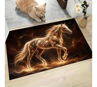Felpudo Entrada Casa 40x60cm, Alfombrilla Caballo Resplandeciente De Fuego Antideslizante, Lavable Alfombra Galaxia Vía Láctea Fácil de Limpiar para Puerta de casa, Entrada, Balcón, Pasillo, Marrón