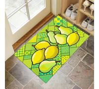 Felpudo Entrada Casa, 45X75Cm Alfombra Entrada Antideslizante Geometría Limón Del Arte Pop, Alfombrilla Fino Patchwork Frutas A La Moda Absorbentes Lavable Para Entrada, Pasillo, Cocina, Verde