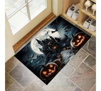 Felpudo Entrada Casa 50 x 80 cm, Alfombra Entrada Noche Halloween Antideslizante, Felpudo de Entrada Castillo Vampiros Absorbentes Lavable, Alfombrilla para Entrada, Pasillo, Cocina - Gris Oscuro