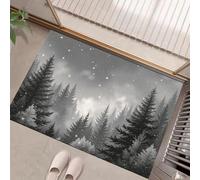 Felpudo Entrada Casa 50 x 80 cm, Bosque de sueños Vista Nocturna del Bosque de pinos Gris Alfombra Antideslizante,Alfombra Atrapapolvo Absorbentes para Perro, Entrada, Puerta, Pasillo