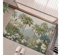 Felpudo Entrada Casa 50 X 80 Cm, Selva Tropical Alfombra Antideslizante, Palmeras La Selva Felpudo De Entrada Absorbentes Lavable, Alfombrilla para, Pasillo, Cocina, Verde Salvia