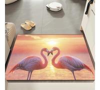 Felpudo Entrada Casa 50x80 cm Flamingo Rosa Amarillo Felpudo Exterior Antideslizante Lavable Felpudos para Pasillo Cocina Puerta Jardín Decoración Alfombrilla para Entrada