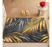 Felpudo Entrada Casa 50x80 cm Hojas Doradas Negras Felpudo Exterior Antideslizante Lavable Felpudos para Pasillo Cocina Puerta Jardín Decoración Alfombrilla para Entrada