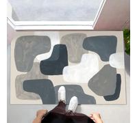 Felpudo Entrada Casa, 50X80Cm Alfombra Entrada Antideslizante Pintura Al Óleo Abstracta Bloques De Color, Alfombrilla Fino Geometría Simple Absorbentes Lavable Para Entrada, Pasillo, Cocina, Gris