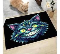 Felpudo Entrada Casa 50x80cm, Alfombrilla Imagen Cabeza Gato Dibujos Animados Antideslizante, Lavable Alfombra Animales Felinos Divertidos para Puerta de casa, Entrada, Balcón, Pasillo, Azul Verdoso