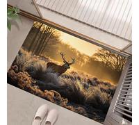 Felpudo Entrada Casa 50x80cm, Alfombrilla Majestuoso Ciervo Rojo Antideslizante, Lavable Alfombra Bosque, Escarcha Y Pradera Fácil de Limpiar para Puerta de casa, Entrada, Balcón, Pasillo, Marrón