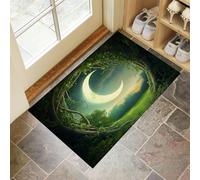 Felpudo Entrada Casa 60 x 120 cm, Alfombra Antideslizante Cielo Nocturno Del Bosque, Alfombras de Exterior Lavables Agujero Del Árbol Del Bosque Tapete de Perfil Bajo para Balcón, Corredor, Verde